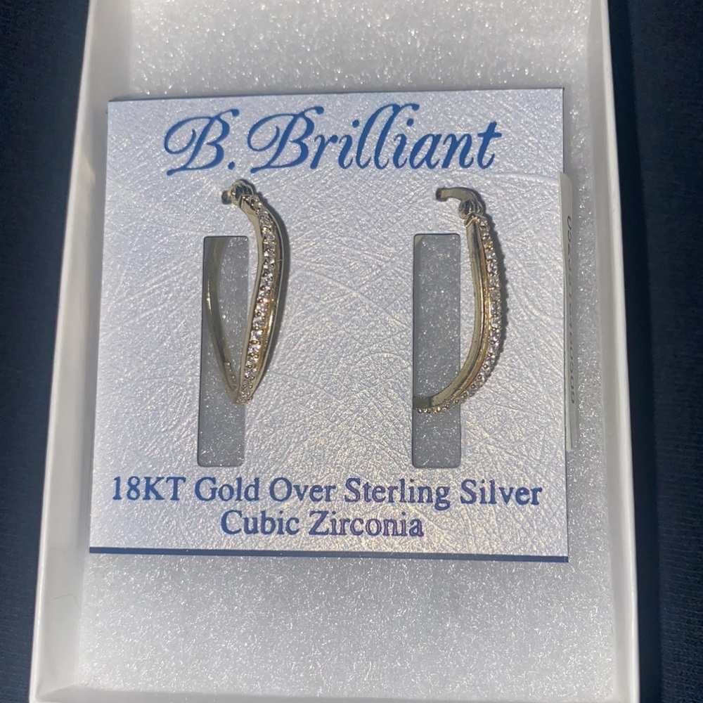 ✨18KT Gold Vintage B. Brilliant Hoop Earrings ✨
